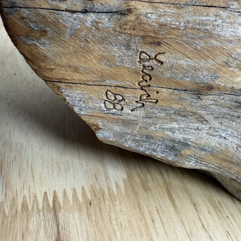 Hand Carved Driftwood Bark Fairy House Door Signed Wall Hanging VTG‎ Leaich 1988
